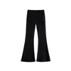 Calça Flare Feminina Plus Size, Verão Cintura Alta Elástica Estilo 100kg, Solta e Fluida Preta Emagrecedora Casual Fina