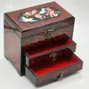 Caja de joyería de laca de Pingyao, caja de regalo de boda retro de madera, caja de maquillaje de novia, artesanía roja del patrimonio cultural inmaterial chino.