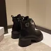 Botas Martin de moda para mujer estilo británico, nueva colección otoño e invierno 2026, forradas de felpa, con cordones, suela gruesa, elegantes botines de motocicleta
