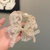 Super Fada Francesa Renda Pérola Laço Prendedor de Cabelo Anel de Cabelo Exquisito Doce Gentil Elástico Durável Não Machuca o Cabelo Acessórios de Cabelo