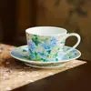 Fabricante Cor Esmalte Ramo de Jade Reunindo Fragrância Cerâmica Caneca de Café Exquisita Xícara de Espresso Latte Conjunto de Xícara de Chá para Chá da Tarde com Pires