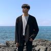 Cardigan de Malha Masculino MYQ Outono Novo Casaco Masculino Roupa Externa Fina Moda Coreana Solto Suéter de Primavera e Outono