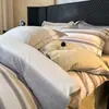 Juego de ropa de cama de cuatro piezas de algodón puro de alta calidad, alto número de hilos, engrosado, cepillado, 100% algodón, sábana, funda de edredón, funda de almohada, ropa de cama para todas las estaciones