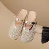 Sandalias Mary Jane de Malla Transpirable con Adorno de Pedrería, Estilo Nuevo Primavera/Verano 2026 para Mujer, Slip-On con Tacón Oculto