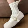 Calcetines de Terciopelo de Visón para Mujer, Terciopelo Engrosado, Calefacción, Protección contra el Frío Cero Grados del Noreste, Calcetines de Algodón de Caña Media para Otoño e Invierno, Color Sólido al por Mayor