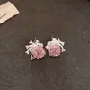 Brincos de Tarraxa Flor Redonda com Zircônia Prata Simples Super Brilhantes, Brincos Requintados e Versáteis com um Toque de Luxo Leve e Sofisticado para Mulheres