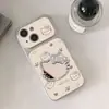 Adequado para Apple para Transformar Instantaneamente em 18Promax Kitty Coração de Amor Gato Kt Pulseira Espelho Case Macio e Rígido Personalização para iPhone