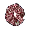 Faixa de Cabelo Vermelha e Azul Plissada Estilo Retrô Coreano com Aba Larga, Presilha Artística de Menina de Nicho, Elástico de Cabelo, Scrunchie Acessório de Cabelo