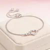 Pulsera de Corazón con Incrustaciones de Diamantes de Nuevo Estilo Transfronteriza para Mujer, Moda Europea y Americana, Dulce y de Lujo Ligero, Pulsera de Corazón Figura de Ocho al por Mayor