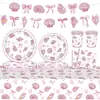 Set de Vajilla para Fiesta de Cumpleaños con Lazo Negro Transfronterizo, Servilletas, Manteles, Suministros de Decoración para la Atmósfera de la Escena de la Fiesta