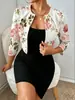 Chaqueta de Moda para Mujer para el Trabajo en Otoño, Nuevo Abrigo Estampado de Nueve Mangas, Top Casual Corto Ligero para Mujer
