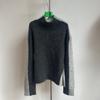 Suéter de lã novo para outono e inverno, soltinho, com fenda lateral, contraste de cor na frente e atrás