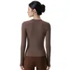 Top de yoga de manga larga para mujer, ajustado, control de abdomen, versátil para Pilates, top de fitness adelgazante y que realza la figura
