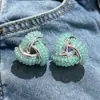 Estilo Vintage Retro Francés Hong Kong Monet Medieval Clip para Oreja Pendientes de Perla Pendientes Verdes Joyería Femenina para Orejas