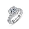 Anillo de plata de ley S925 chapado en oro de estilo europeo y americano para mujer, combinación de personalidad de moda transfronteriza, anillo de diamantes Mosane dos en uno, venta al por mayor