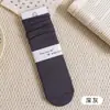 Calcetines de lana de seda de morera para mujer, de longitud media hasta la pantorrilla, cálidos para otoño e invierno, estilo universitario retro coreano, calcetines largos apilados con borde enrollado