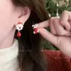 Pendientes Navideños Atmosféricos Diseño de Nicho Hechos a Mano con Perlas y Cuentas Pendientes de Árbol de Navidad Pendientes Simples Versátiles Lindos