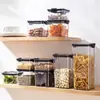 Contenedores herméticos para almacenar granos, especias y otros esenciales de cocina; cajas de plástico transparente de grado alimenticio para almacenar productos secos y té