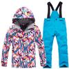 Nuevo traje de esquí para niños, conjunto de dos piezas de esquí cálido y grueso para exteriores para niños y niñas