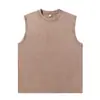 Suministro Exclusivo Transfronterizo de Camiseta sin Mangas Casual Holgada de Verano Nueva para Hombre con Cuello Redondo Estilo Vintage Lavado de 230g Camiseta sin Mangas para Hombre