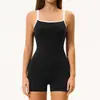 Traje de Yoga Unitario Ajustado de Nuevo Estilo Transfronterizo con Escote Cuadrado y Espalda Descubierta, Shorts de Fitness con Tirantes, Mono de Yoga para Mujer 2134