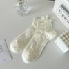 Meias com Laço para Mulheres, Meias Fofas Estilo Japonês Estilo Ballet, Meias Brancas de Algodão Puro Malha Fina para o Verão