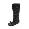 Botas de Moda con Lazo para Mujer 2026 Otoño Nuevas Botas Largas Plisadas Vintage Adelgazantes que Aumentan la Altura Botas de Moda