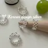 Joyería de mano de diseñador nicho coreano, anillo hueco de malla de cristal de hielo S925 de plata de ley, minimalista y versátil para el uso diario