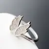 Nafuge Joyería de Plata al por Mayor Moda Anillo de Plata de Ley 925 Alas de Ángel de Diamante Anillo Abierto Anillo de Plata para Mujer