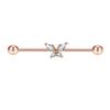 14G fio externo piercing jóias industrial barbell brincos borboleta zircão orelha ponte dupla orelha piercing europeu e americano brincos transfronteiriços