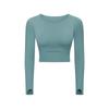 Outono Novos Esportes Camiseta de manga comprida com almofada no peito Curta Corrida Ao Ar Livre Slim Yoga Top Feminino S2032