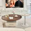 Mesa de centro retro estilo francés color crema para espacios pequeños, redonda de acrílico moderna para sala de estar, combinación simple, nuevo modelo de moda