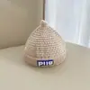Chapéu de Tricô com Prendedor de Chupeta para Bebê Outono e Inverno Chapéu Protetor Versátil para Meninos e Meninas Estilo Coreano Universal Tendência Chapéu Letra de Bebê Pele de Melão