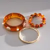 Conjunto de Pulseras Geométricas de Perlas y Conchas de Resina de Tres Piezas Estilo Ins Europeo y Americano, Conjunto de Joyería Vintage de Personalidad Nicho para Mujeres