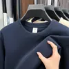 Moletom Masculino Outono Inverno Nova Temporada Descente Algodão Gola Redonda Pulôver Cor Sólida Manga Longa Casual Versátil Solto Camada Base Top