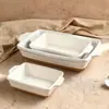 Forma de Assar Transfronteiriça Escandinava Criativa Quadrada com Duas Alças Grande Capacidade Listrada Azul Queijo Assadeira Simples