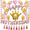 Set de Globos con Corona de Letras Felices para el Día de la Madre Decoración de Fiesta de Día de la Madre Atrezzo para Arreglo de Borlas de Fiesta