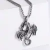 Acero de Titanio Retro Colgante Canción de Hielo y Fuego Punk Hip-Hop Personalizado Collar de Moda para Hombre Transfronterizo Dragón que Escupe Fuego Joyería Nueva