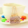 Joias de Cristal Strass Bolsa de Corrente Feminina Chaveiro Acessórios de Bolsa Feminina Chaveiro Pingente de Metal Presente 642