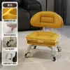 Taburete Pequeño Doméstico Giratorio con Ruedas, Taburete Bajo con Ruedas, Taburete Amigable para Niños con Ruedas, Taburete Redondo Perezoso con Respaldo