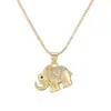 Aogu Novo Produto Transfronteiriço Banhado a Cobre Ouro 18K Incrustado Zircônia Elefante Lagarto Pingente Colar Feminino Nicho Personalidade Corrente da Clavícula