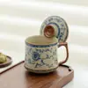 Taza de té de cerámica Ru kiln azul y blanco, taza de agua de la dinastía Song con tapa, taza de agua para té, taza para preparar té doméstico, taza de té Gongfu, regalo