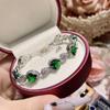 Pulseira Camélia Vintage Indústria Pesada Totalmente Diamantada Cristal Cor Tesouro Verde Feminina Banhada a Ouro Real Espessura Forte Conservação da Cor Lançamento Novo para Transmissão ao Vivo
