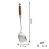 Acero Inoxidable 304 Paleta de Madera de Palisandro Utensilios de Cocina Espesor Mango de Madera Espátula Cucharón Ranurado Hogar Cocina Cocinar Saltear Espátula