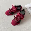 Otoño/Invierno 2026 Nuevo Bloque de Color Retro Zapatos de Entrenamiento Alemanes para Mujer con Cordones Suela Gruesa Zapatos Casuales Zapatos Deportivos Piel Genuina Zapatos Forrest Gump