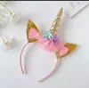 Diadema de Cabeza de Unicornio Nueva de Gran Venta Transfronteriza Más Alas Día del Niño Espectáculo Diadema Dorada de Cabeza de Unicornio