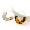 Pendientes geométricos de resina de acetato transfronterizos europeos y americanos Pendientes de resina acrílica en forma de U Pendientes de anillo de hierro exagerados