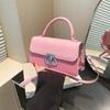 Bolso Cuadrado Pequeño Portátil de Moda para Mujer Estilo Coreano 2025 Nuevo Bolso de Hombro con Hebilla Combinable Bolso Cruzado Casual de Contraste