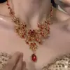 Conjunto de Vestido de Noche de Lujo Ligero Estilo Palacio con Pendientes, Collar, Gargantilla para Hija Socialité, Artesanía de Alta Gama, Accesorios Super Brillantes