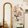 Galho de Flor de Pessegueiro Papel de Parede Floral Animal Fofo Pica-pau Brincando Adesivos Decoração de Parede para Casa Adesivos de Parede Autoadesivos